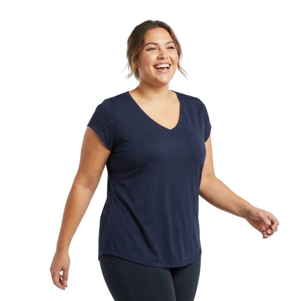 Xersion Active V-Neck Tee Size L | Navy Blue | Moisture-Wicking Performance Top